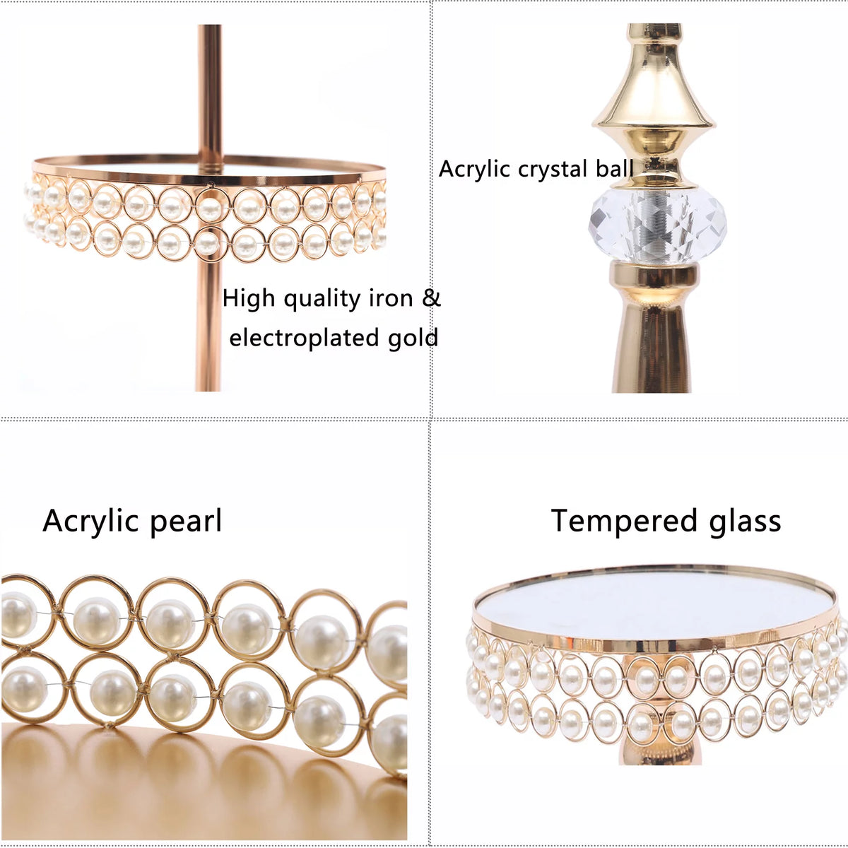 9 Pcs Acrylic Pearl Cake Stand Set Y588911