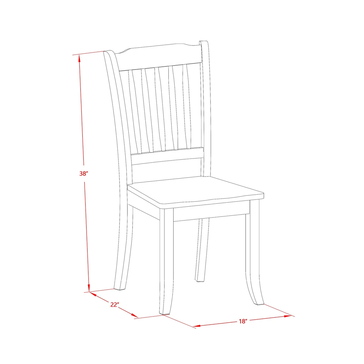5 Piece Dining Set with Slatted Chairs Z336