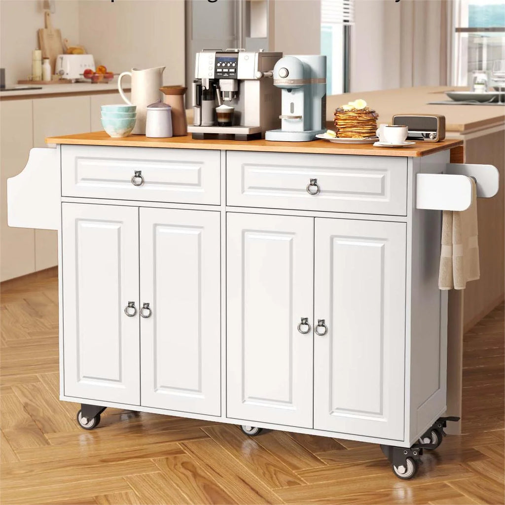 52" White Kitchen Island with Storage R396543