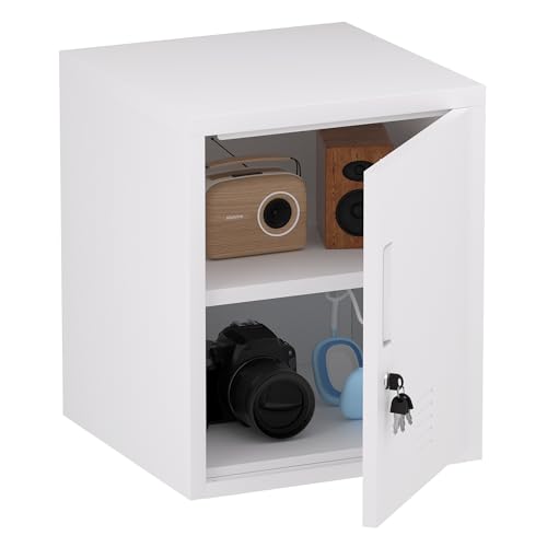 Black Metal Storage Locker Cabinet with Locking Door and Adjustable Shelf J79489