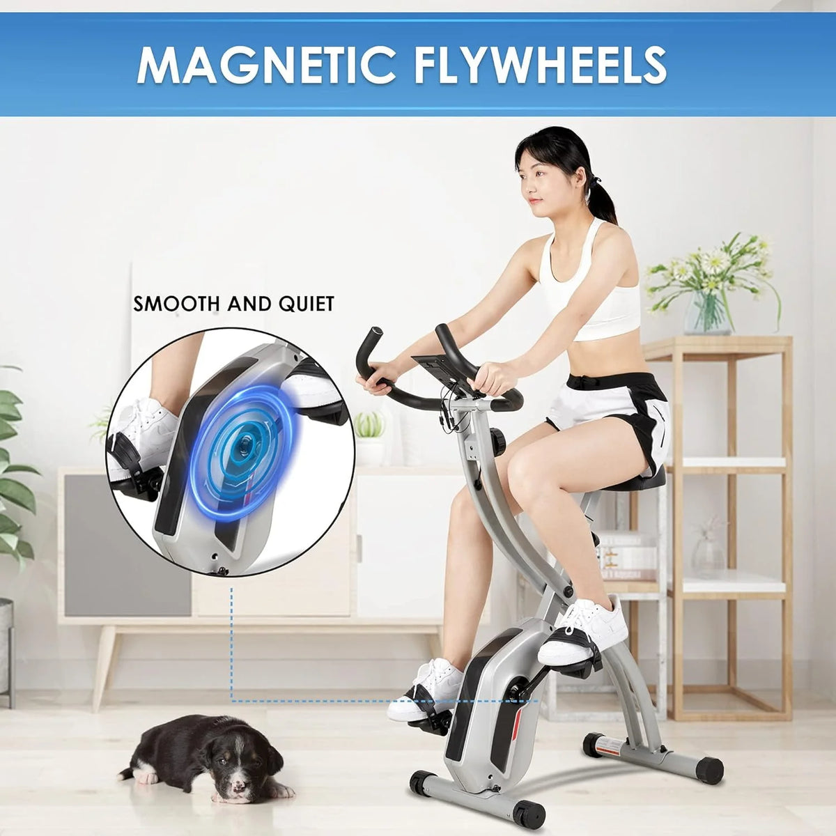 Folding Stationary Exercise Bike with LCD Monitor K7652