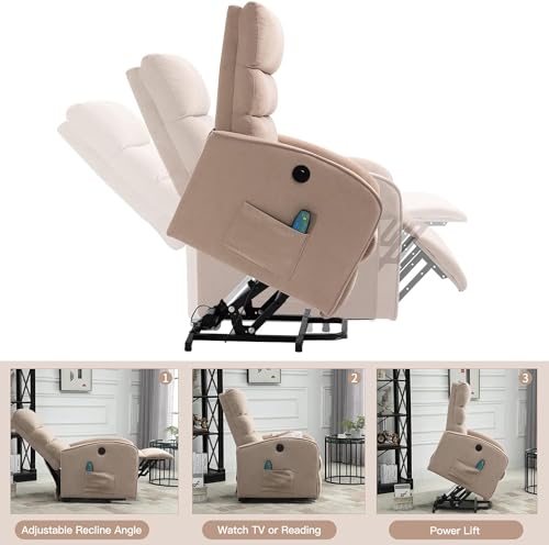 Black PU Leather Power Lift Recliner Chair with Remote Control E202