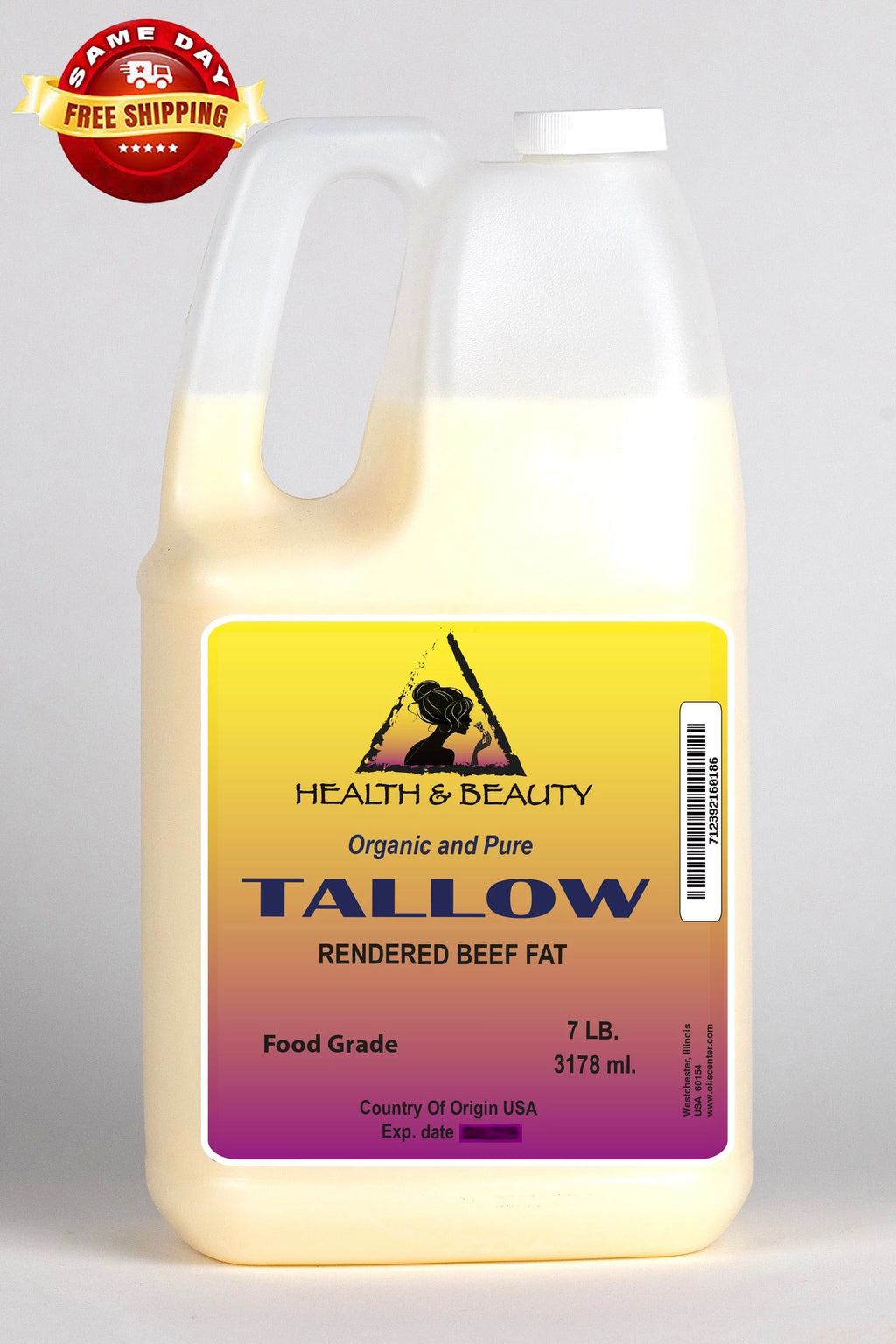 Organic Grass-Fed Rendered Beef Fat 7 LB B9499