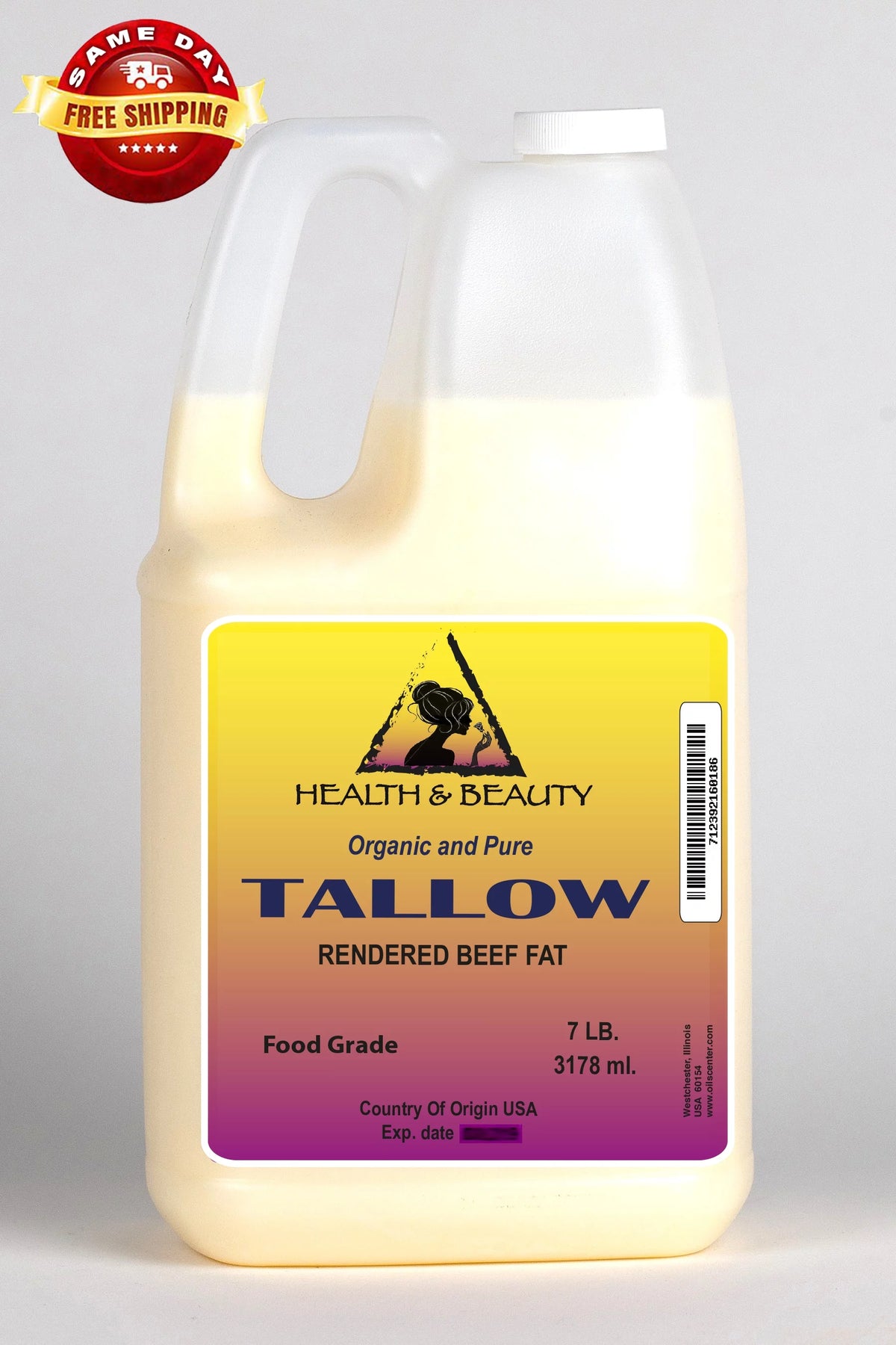 Organic Grass-Fed Rendered Beef Fat 7 LB B9499