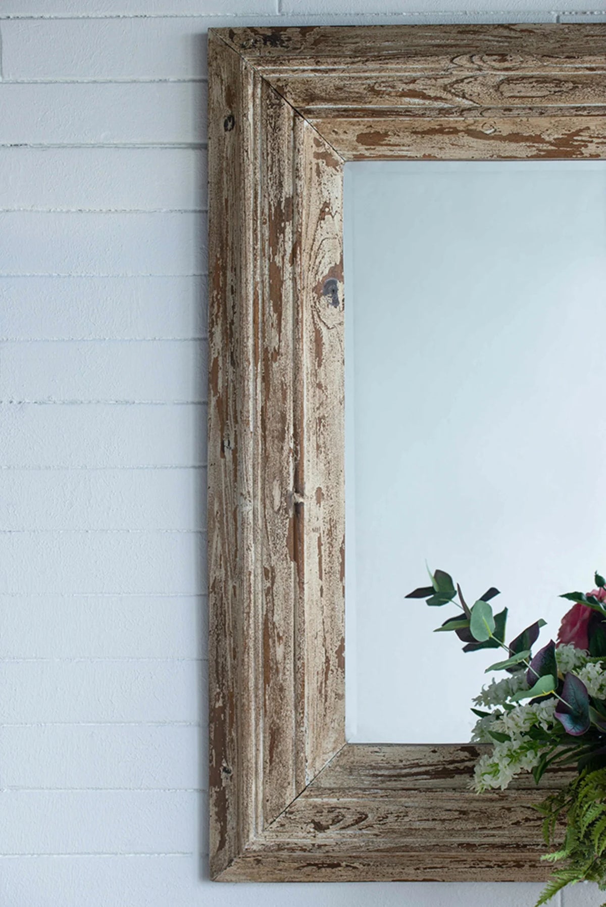 Distressed Finish Rectangular Wall Mirror K90994