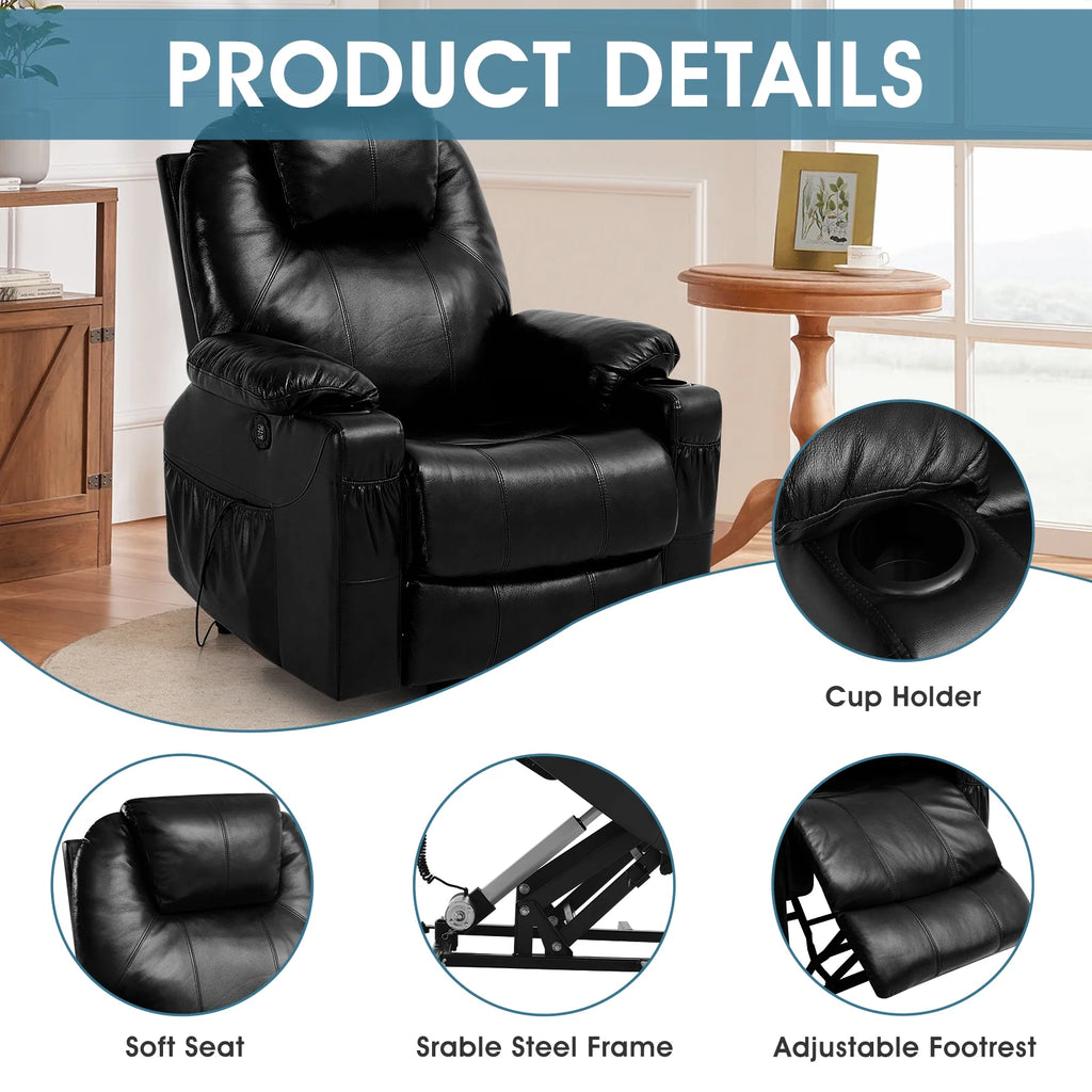 Large Power Lift Recliner Chair with Massage and Heating G363