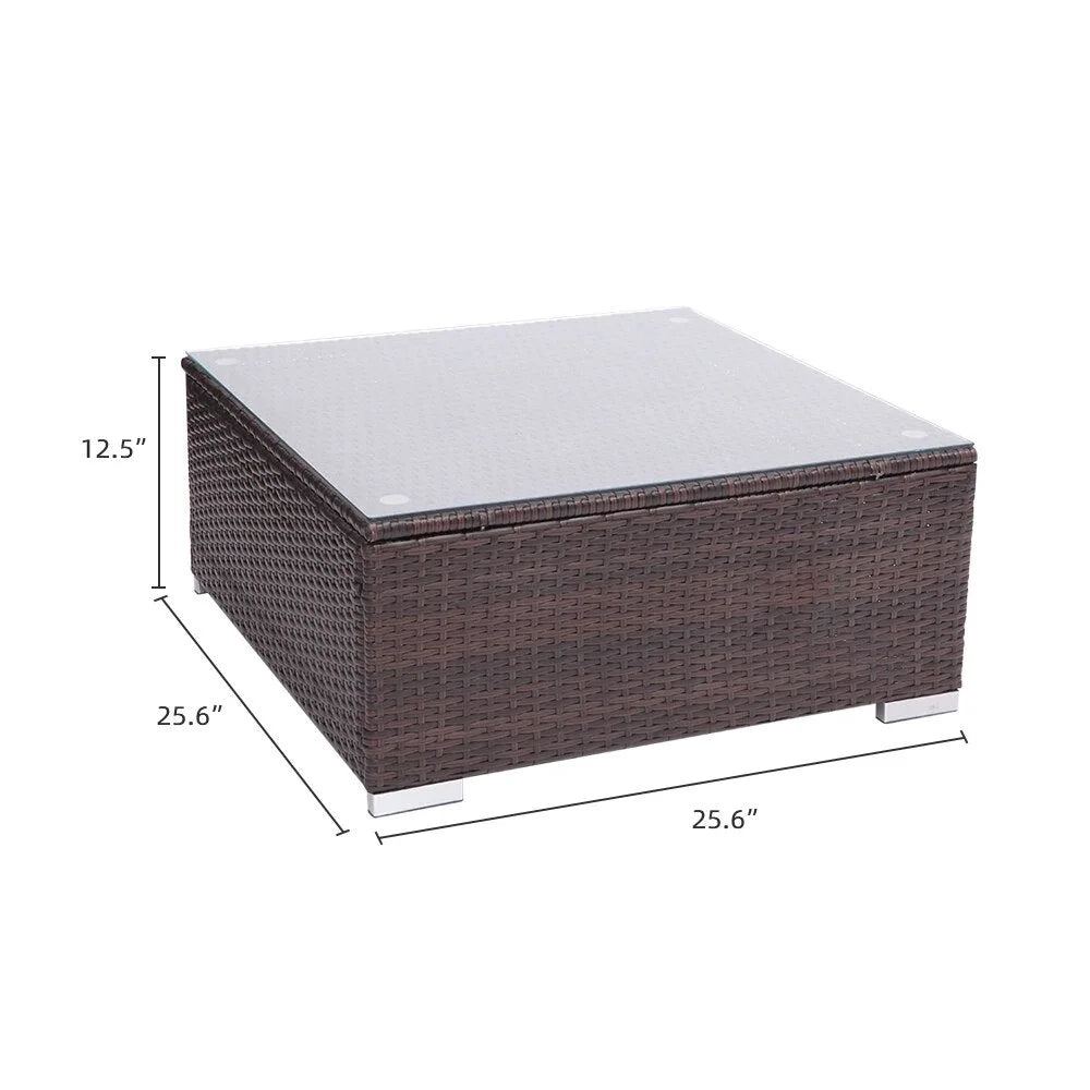 5 Pieces PE Wicker Rattan Corner Sofa Set M365065