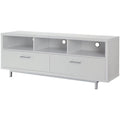 White and Chrome 3 Compartment 60" TV Stand T1145