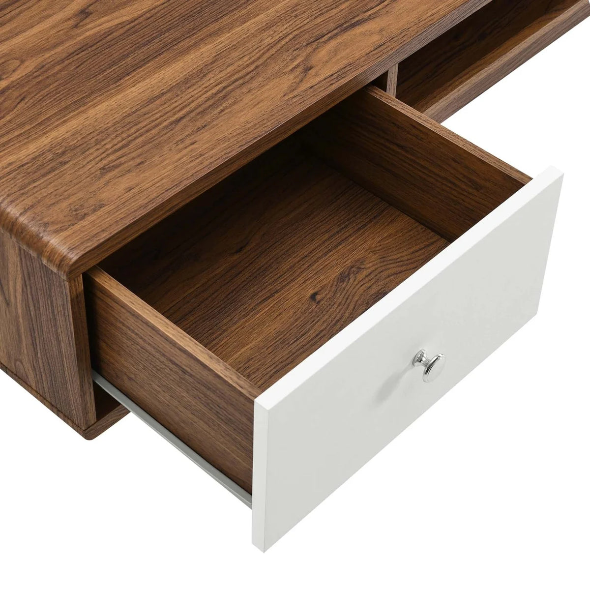 60" Wall Mount Wood Office Desk in Walnut/White C9479