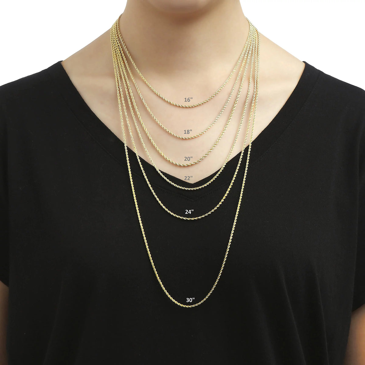 10k Yellow Gold 2mm Diamond Cut Rope Chain Necklace K4102