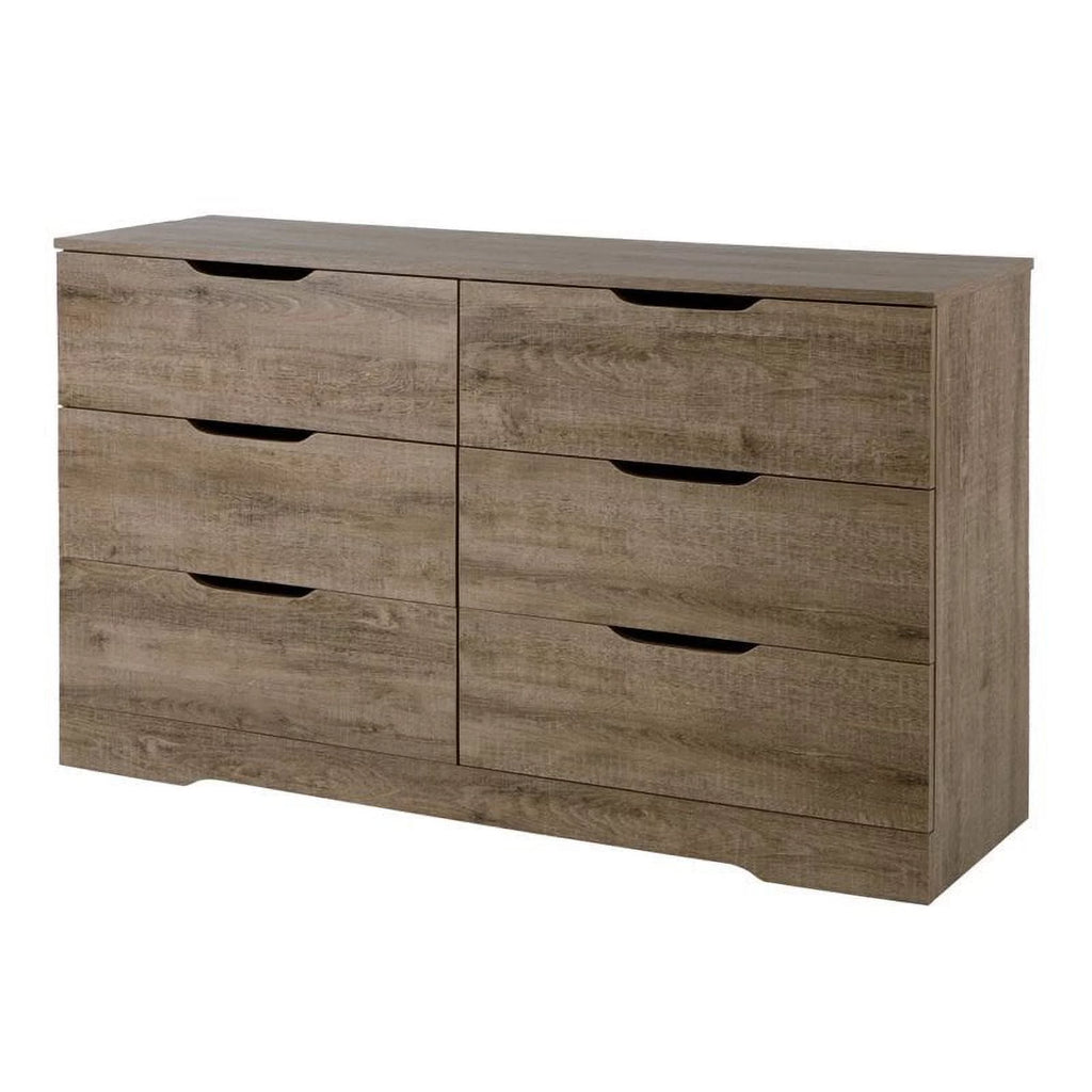 Modern 6 Drawer Weathered Oak Dresser T3879