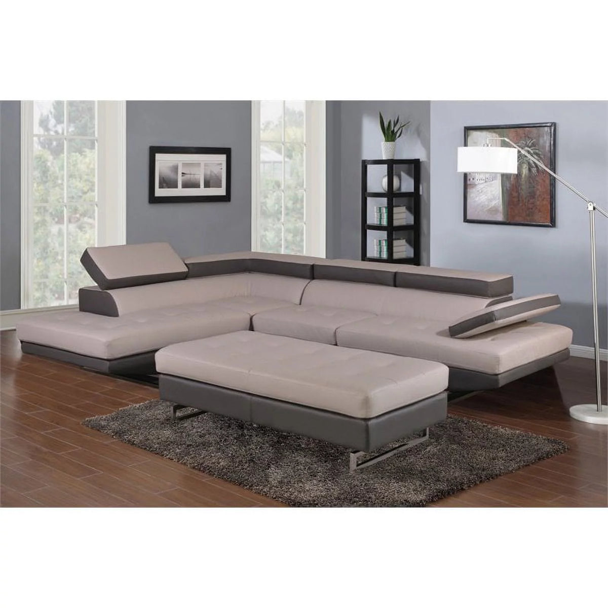Faux Leather Left Arm Facing Sectional T46948