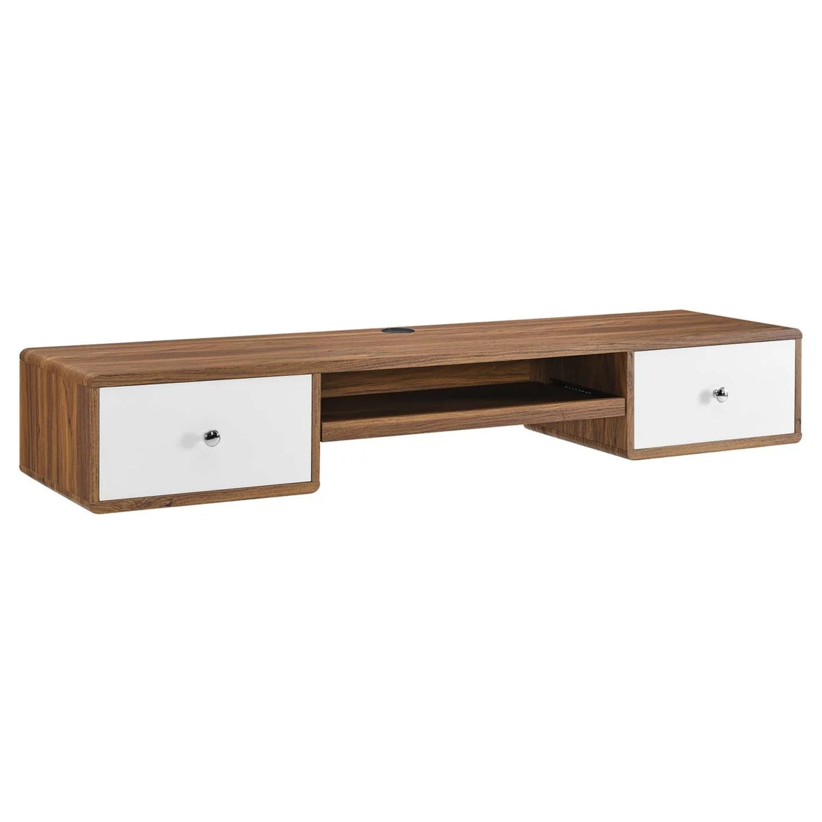 60" Wall Mount Wood Office Desk in Walnut/White C9479