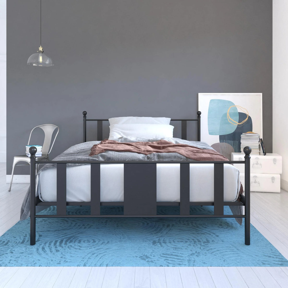 Queen Black Metal Platform Bed U64614