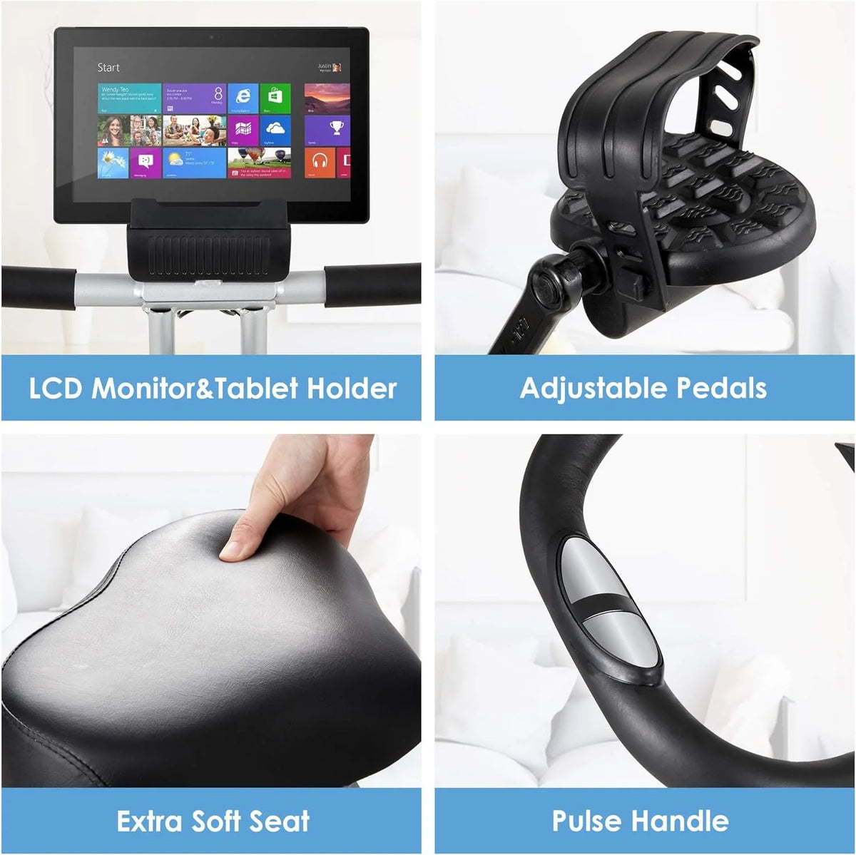 Folding Stationary Exercise Bike with LCD Monitor K7652