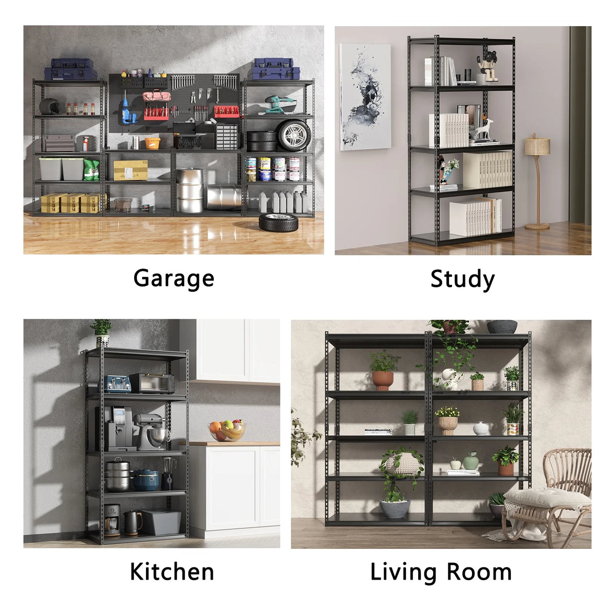 5 Tier Adjustable Heavy Duty Metal Storage Shelves C536723