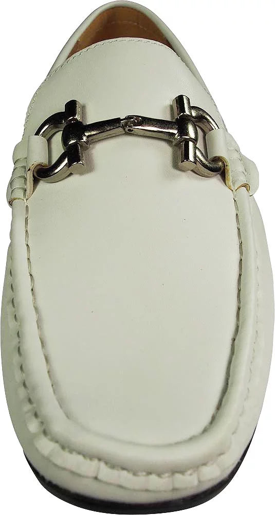 White Faux Leather Loafer Shoes N7666