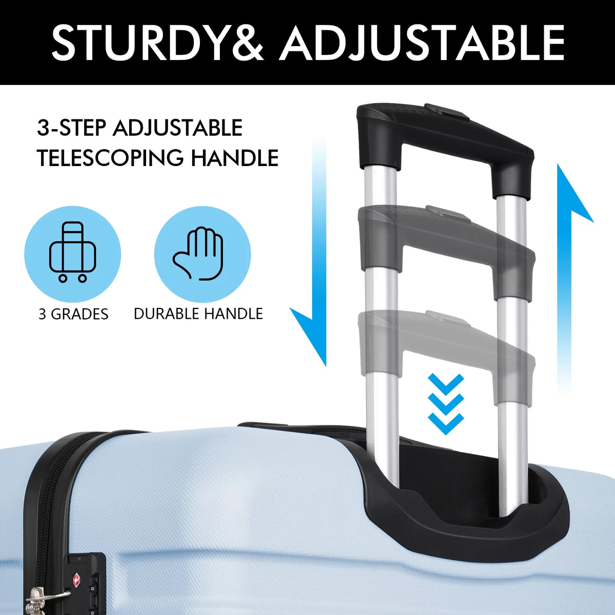 3PCS Lightweight Hardside Luggage Set with TSA Lock N8799