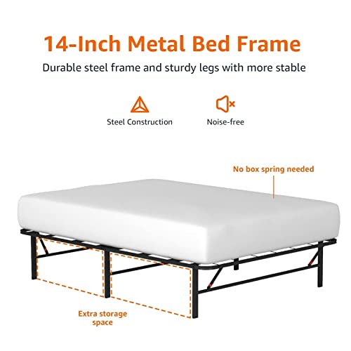 Black Twin Size Foldable Metal Platform Bed Frame with Storage Y908362