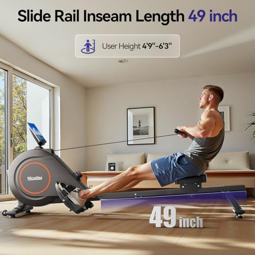 Quiet Magnetic Rowing Machine 350lb Capacity 16 Levels Adjustable Resistance Foldable Q5812