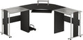69" L-Shaped Tempered Glass Computer Desk with Monitor Stand Black Y84774
