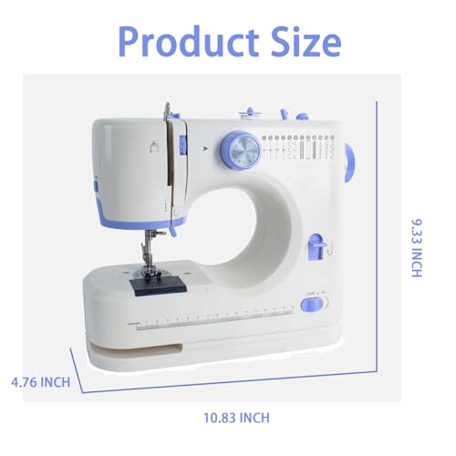 Portable Sewing Machine with 12 Built-in Stitches, 2 Speed, White Blue W392