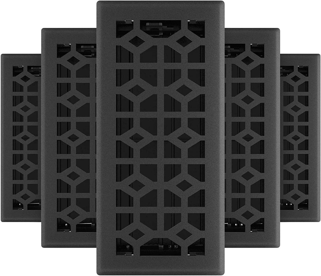 Black Iron 4x10 Inch Floor Register, 5 Count C110