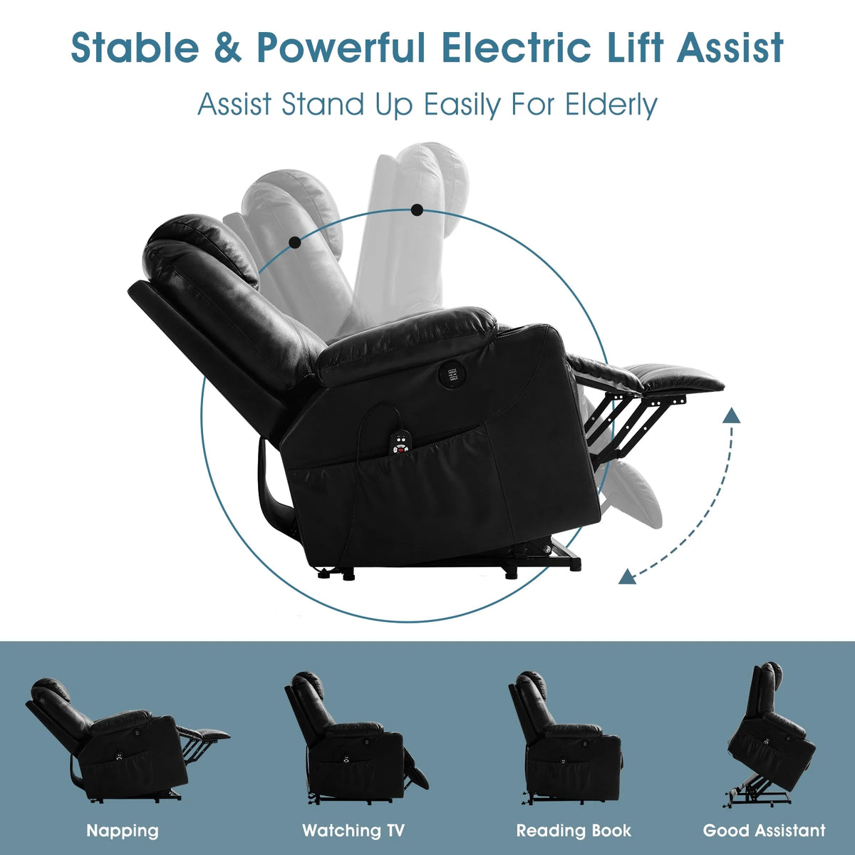 Large Power Lift Recliner Chair with Massage and Heating G363