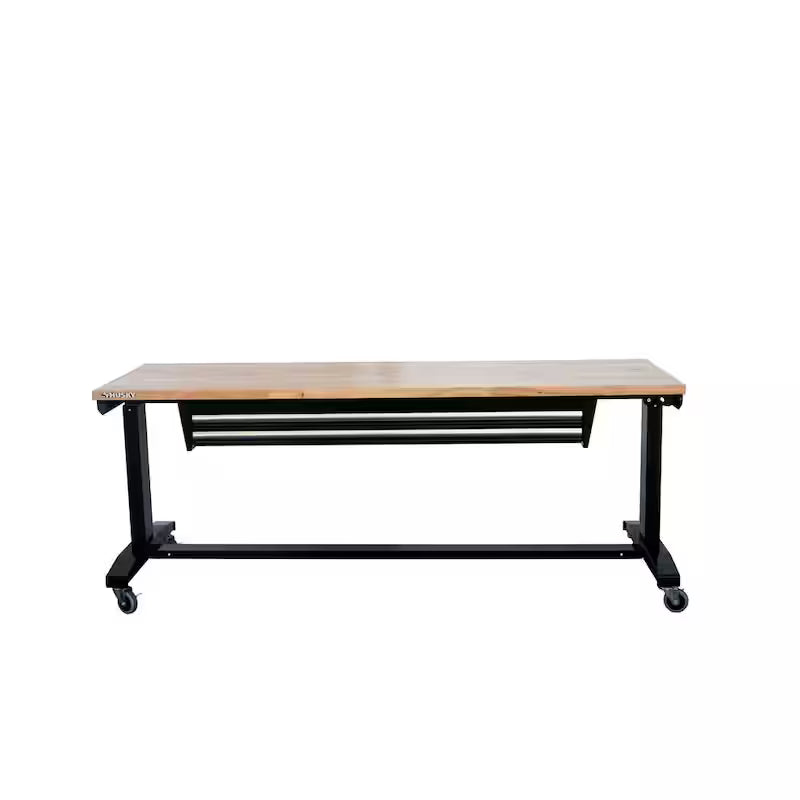 Adjustable Height Workbench Table with 2 Drawers in Black X8926