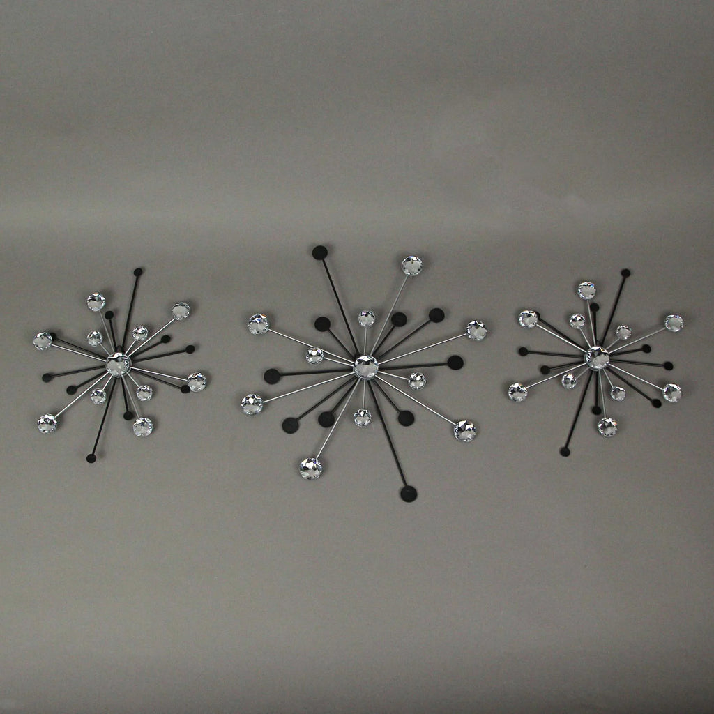 Black and Silver Metal Starburst Wall Décor Set G89771