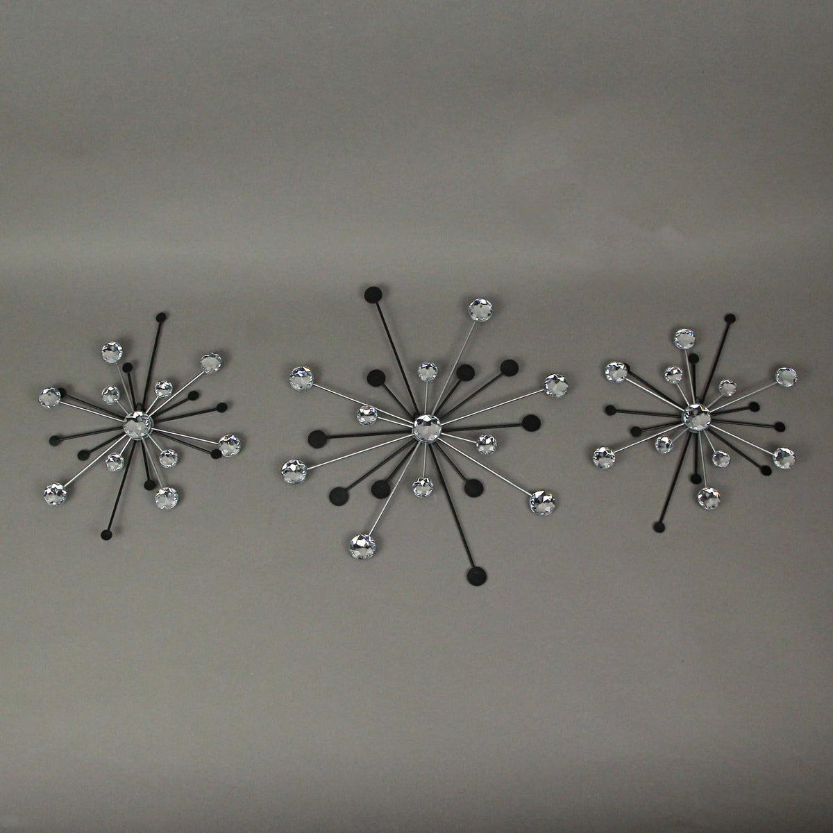 Black and Silver Metal Starburst Wall Décor Set G89771