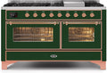 60 Dual Fuel Propane Gas Range Emerald Green Copper Trim R40821