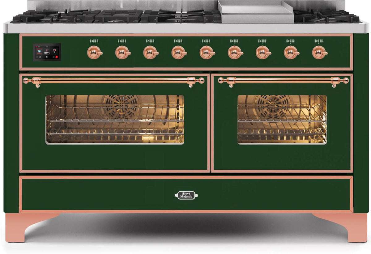 60 Dual Fuel Propane Gas Range Emerald Green Copper Trim R40821