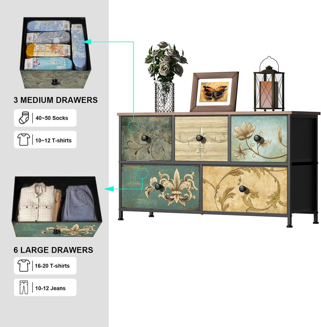 Fabric Dresser with 5 Drawers M733417