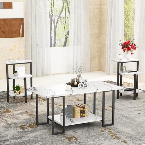 Faux Marble 3 Piece Coffee Table Set S92231