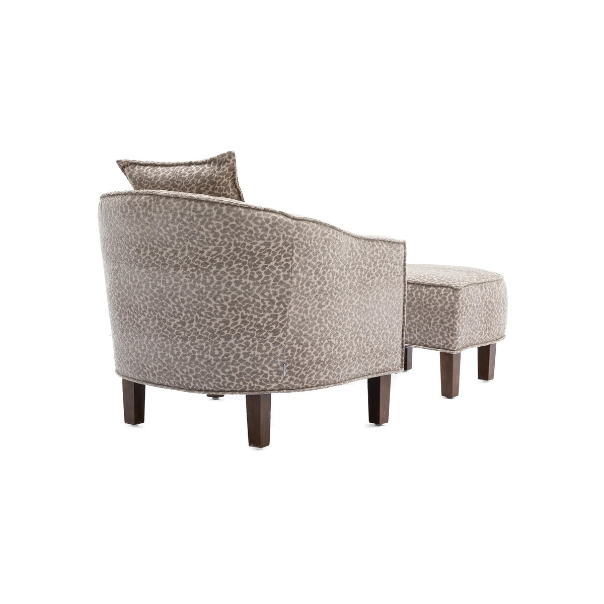 Leopard Gray Linen Polyester Upholstered Barrel Chair with Ottoman J521875
