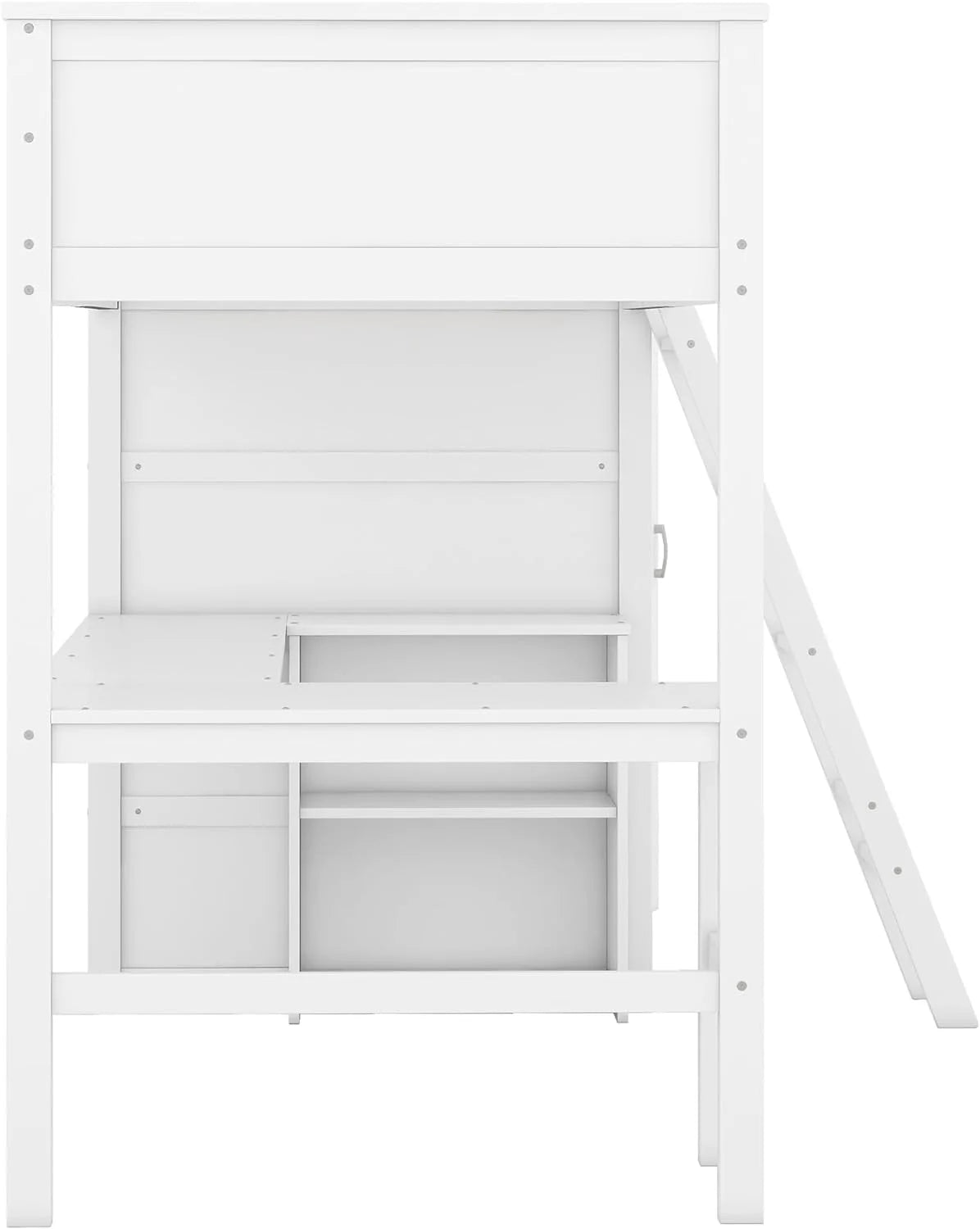 Wood Loft Bed with Desk and Storage Shelves P85053