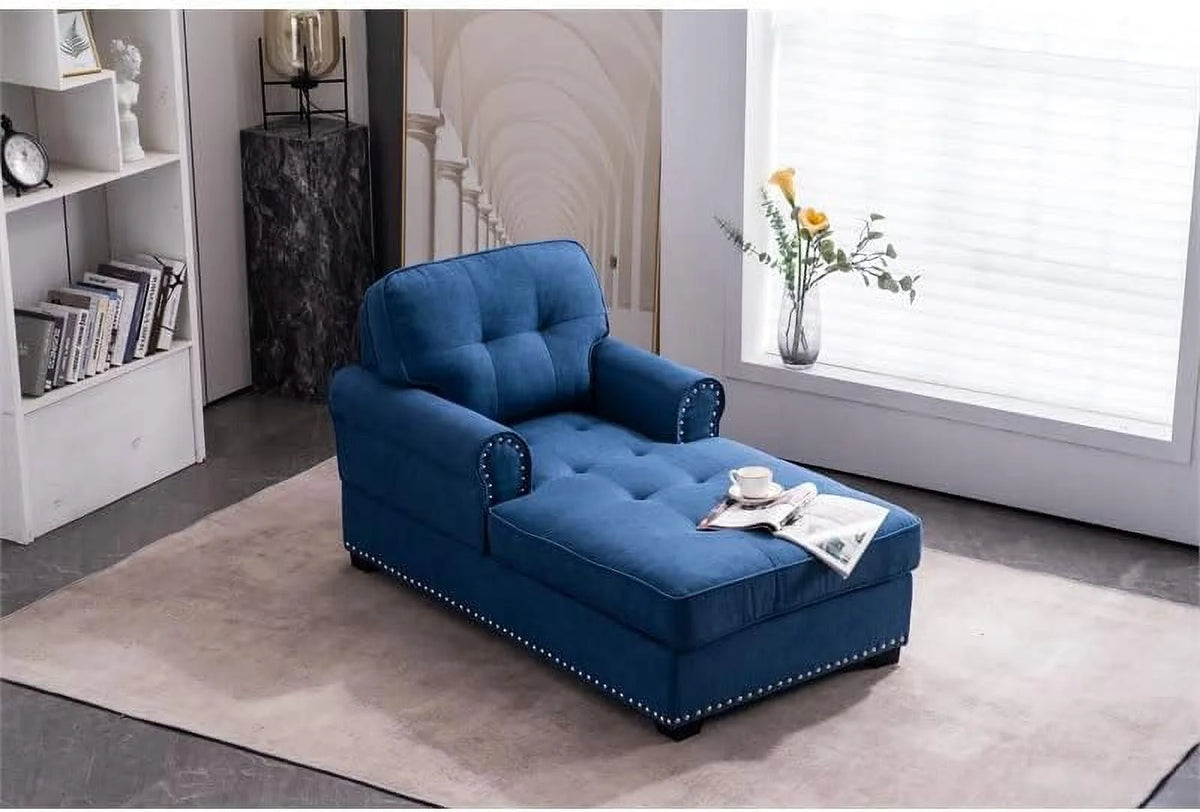 Blue Linen Fabric Indoor Chaise Lounge P1048