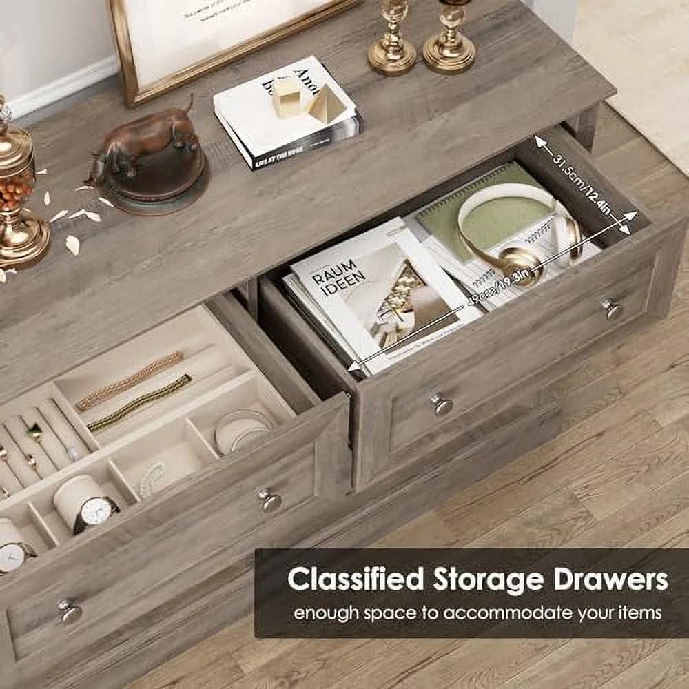 6 Drawer Double Dresser Wood Chest of Drawers D87630