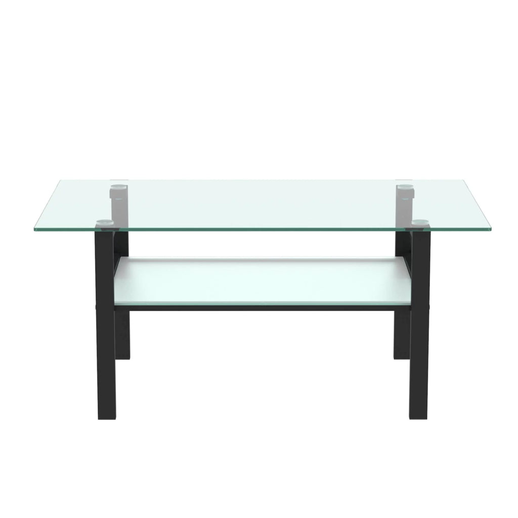 Transparent Glass Black Coffee Table X669293