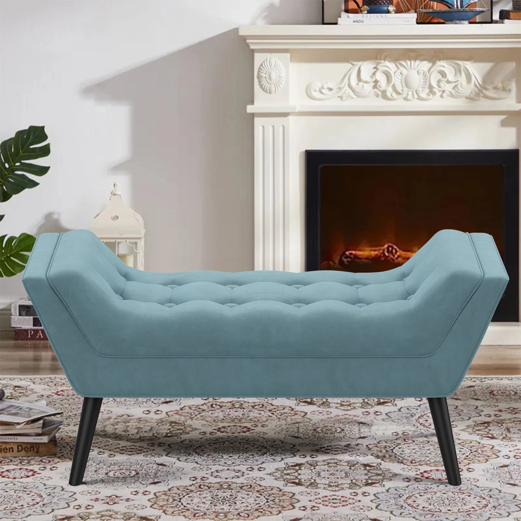 Blue Upholstered Tufted Ottoman Bench C478345
