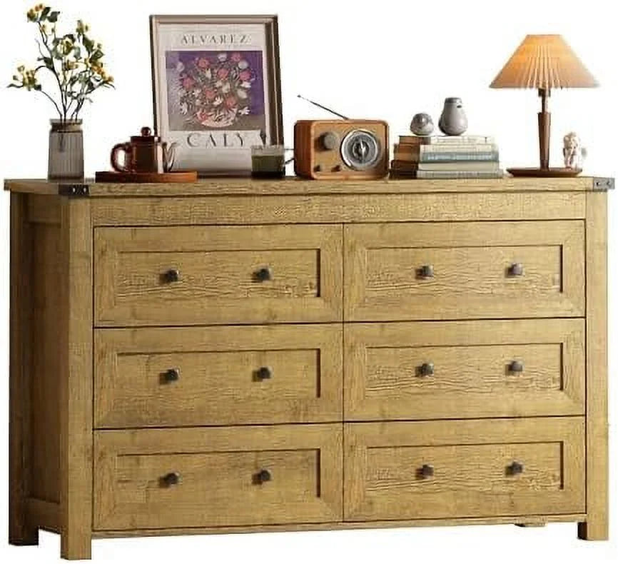 Farmhouse 6 Drawer Wood Dresser W805