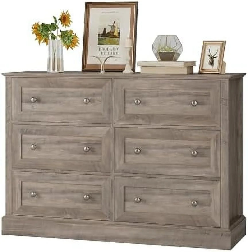 6 Drawer Double Dresser Wood Chest of Drawers D87630