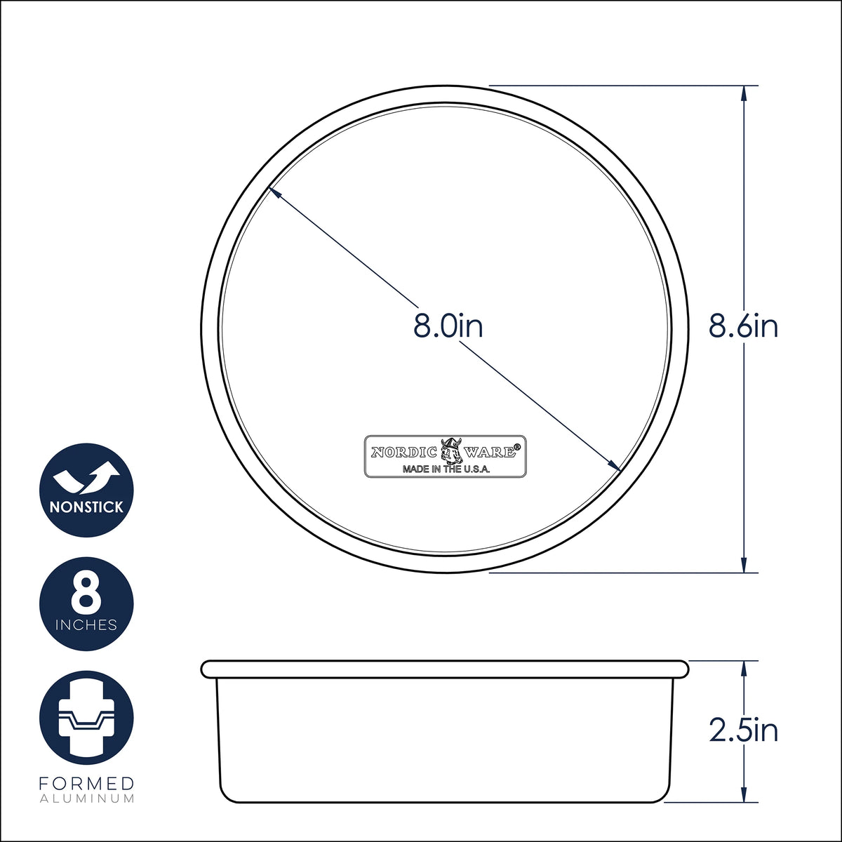 4pc Natural Aluminum Round Cake Pan Set Y68181