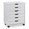 Six Drawer Wood Rolling Cart in White Wash K936511