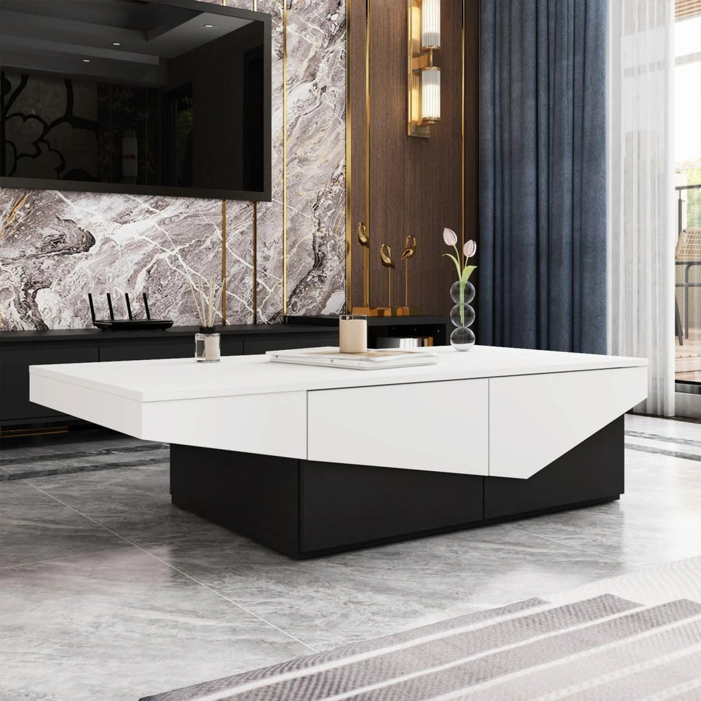 White and Black 4 Drawer Wood Coffee Table I4178