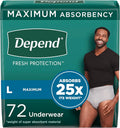 Large Grey Disposable Adult Incontinence Underwear 72 Count M39041