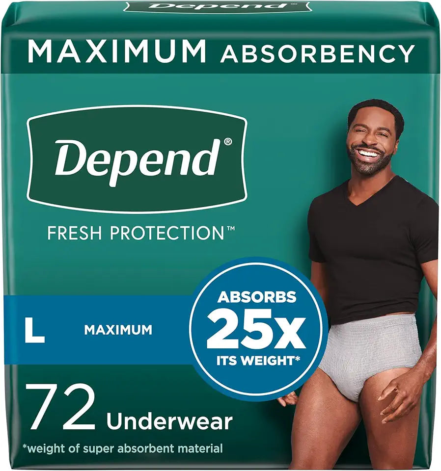 Large Grey Disposable Adult Incontinence Underwear 72 Count M39041
