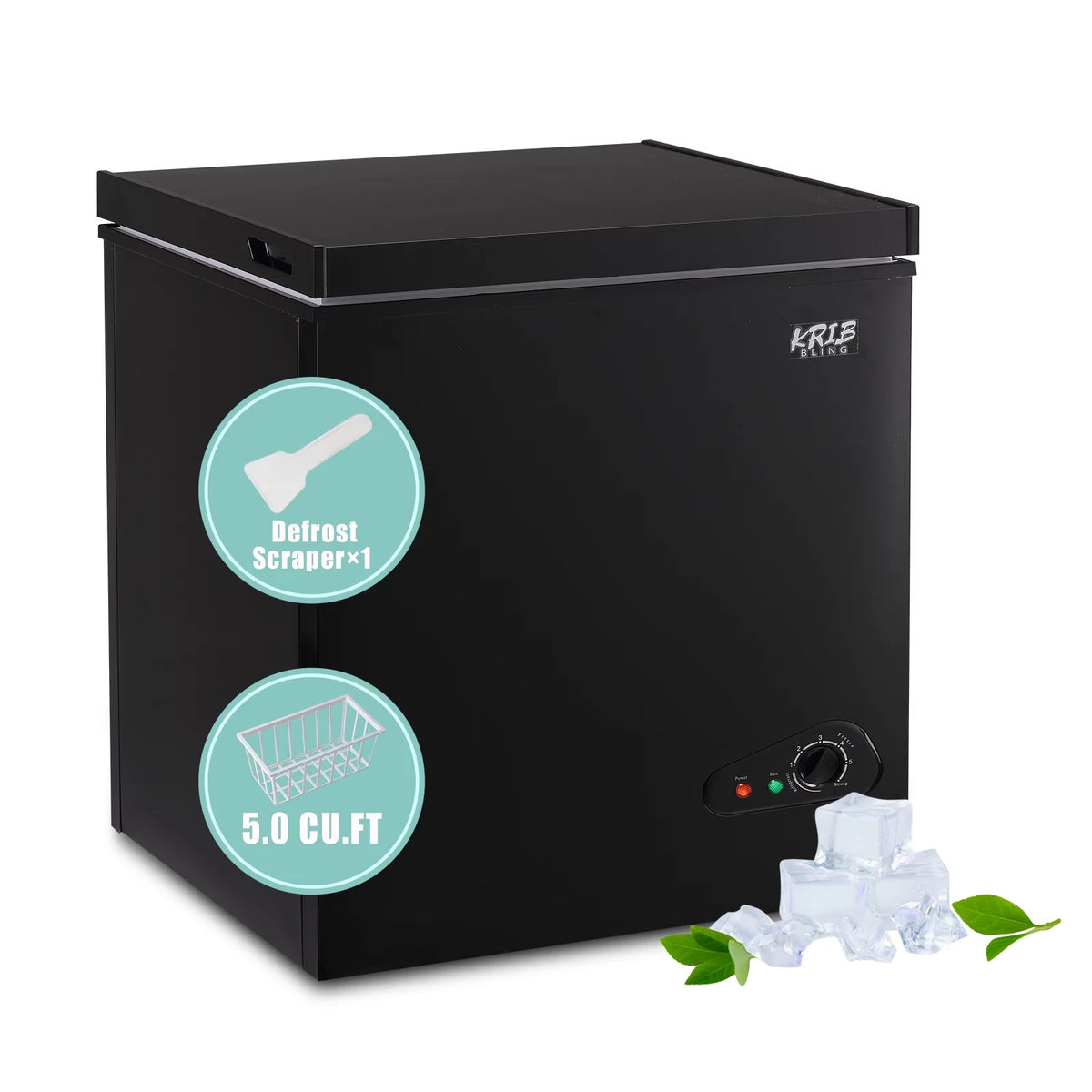 5.0 Cu.ft Black Chest Freezer with Removable Basket J567
