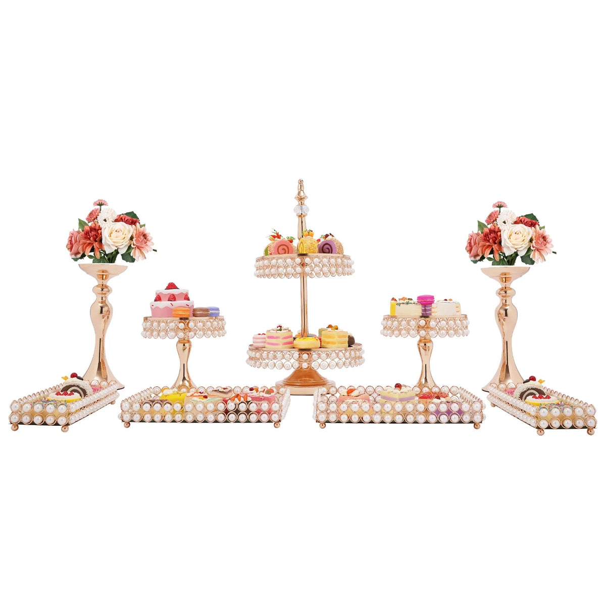 9 Pcs Acrylic Pearl Cake Stand Set Y588911